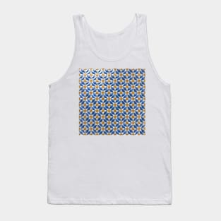 Weiß Blaues Muster mit Goldenen Kreuzen Tank Top